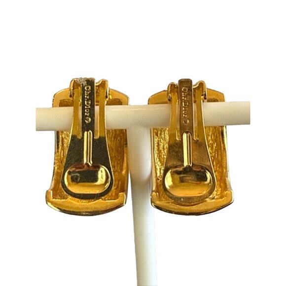 Christian Dior Vintage crystal large enamel gold plated earrings*RARE Gorgeous! - Picture 6 of 6